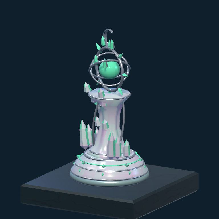 Reina de Cristal boreal en tonos de hielo y aurora